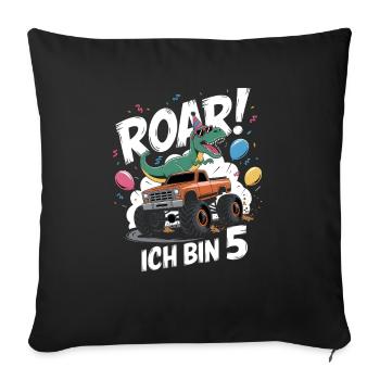 5th Birthday 5 Years Dino Monster Truck Fan - Sofa pillowcase 17,3'' x 17,3'' (45 x 45 cm) - black - Front