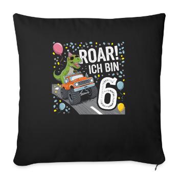 6th Birthday 6 Years Dino Monster Truck Fan - Sofa pillowcase 17,3'' x 17,3'' (45 x 45 cm) - black - Front