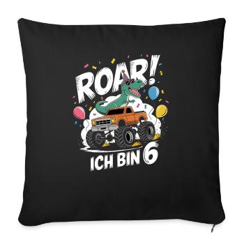 6th Birthday 6 Years Dino Monster Truck Fan - Sofa pillowcase 17,3'' x 17,3'' (45 x 45 cm) - black - Front