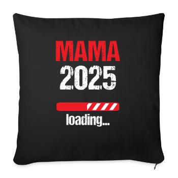 Maman 2025 Cadeau Femmes Dames Mère Enceinte - Housse de coussin décorative 45 x 45 cm - noir - Devant
