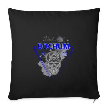 Bochum Glück Auf Totenkopf Ruhrpott Geschenk - Sofakissenbezug 45 x 45 cm - Schwarz - Vorne