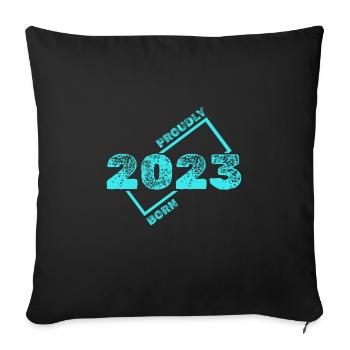 Né en 2023 - Housse de coussin décorative 45 x 45 cm - noir - Devant