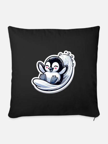 Niedliche Pinguine Kleiner Pinguin Pinguin-Liebhaber - Sofakissenbezug 45 x 45 cm - Schwarz