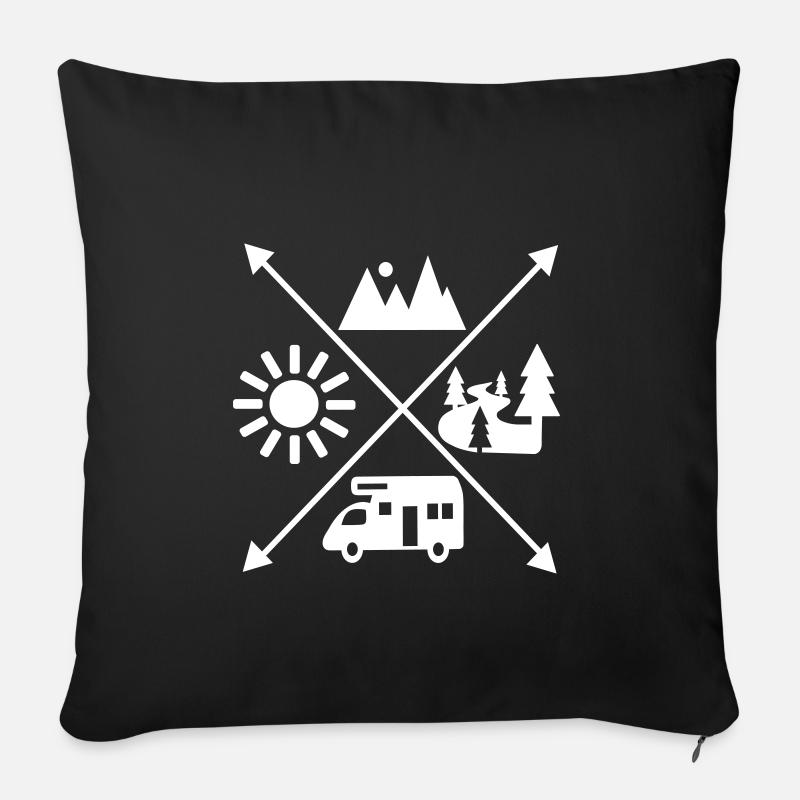Camping - Sofakissenbezug 45 x 45 cm - Schwarz