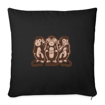 Trois singes sages parlent Hear & See - Housse de coussin décorative 45 x 45 cm - noir - Devant
