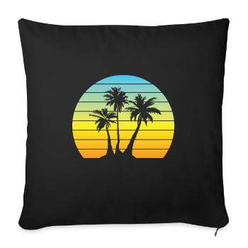 Palm Sun Vintage Vacances Palmiers Rétro Été - Housse de coussin décorative 45 x 45 cm - noir - Devant