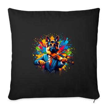 German Shepherd playing violin - Sofa pillowcase 17,3'' x 17,3'' (45 x 45 cm) - black - Front