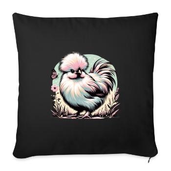 Silkie Chicken Fluffy Chicken Silkies - Sofa pillowcase 17,3'' x 17,3'' (45 x 45 cm) - black - Front