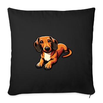 Dackel Hund - Sofakissenbezug 45 x 45 cm - Schwarz - Vorne