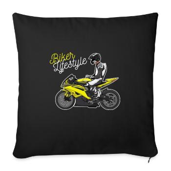 Moto Lifestyle / Moto / Moto motard - Housse de coussin décorative 45 x 45 cm - noir - Devant