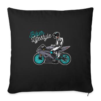 Moto Lifestyle / Moto / Moto motard - Housse de coussin décorative 45 x 45 cm - noir - Devant