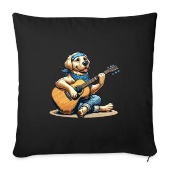 Golden Retriever playing Guitar - Sofa pillowcase 17,3'' x 17,3'' (45 x 45 cm) - black - Front
