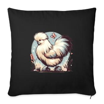 Silkie Chicken Fluffy Chicken Silkies - Sofa pillowcase 17,3'' x 17,3'' (45 x 45 cm) - black - Front