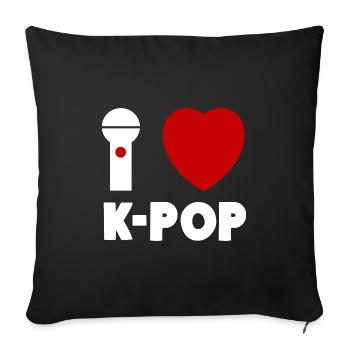 I love K-Pop Karaoke Heart - Sofa pillowcase 17,3'' x 17,3'' (45 x 45 cm) - black - Front