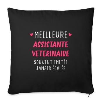 Souvent imitée Meilleure assistante vétérinaire - Housse de coussin décorative 45 x 45 cm - noir - Devant