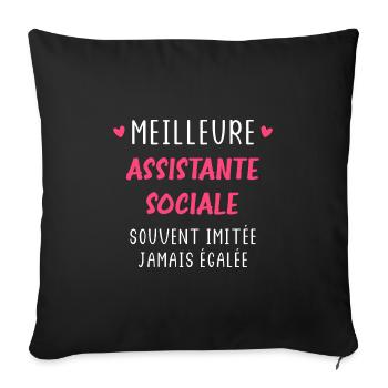 Souvent imitée Meilleure assistante sociale - Housse de coussin décorative 45 x 45 cm - noir - Devant