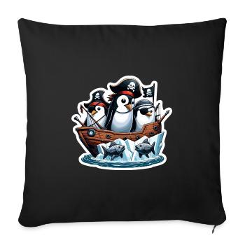 Drôle de pingouins Pirates pingouin enfant cadeau - Housse de coussin décorative 45 x 45 cm - noir - Devant