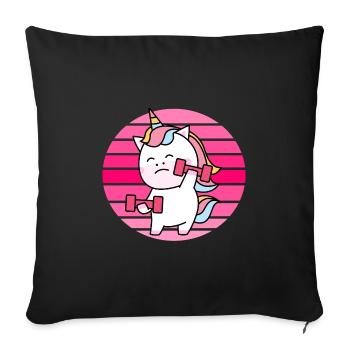 Muskel Einhorn Sonnenuntergang - Sofakissenbezug 45 x 45 cm - Schwarz - Vorne