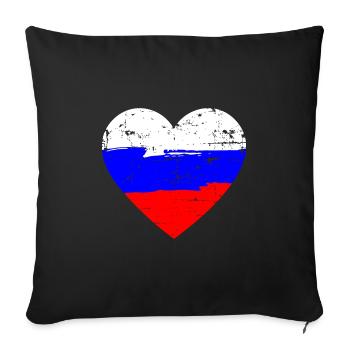 Drapeau du cœur de la Russie - Housse de coussin décorative 45 x 45 cm - noir - Devant