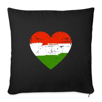 Drapeau du cœur de Hongrie - Housse de coussin décorative 45 x 45 cm - noir - Devant