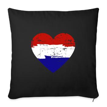 Drapeau du cœur des Pays-Bas - Housse de coussin décorative 45 x 45 cm - noir - Devant