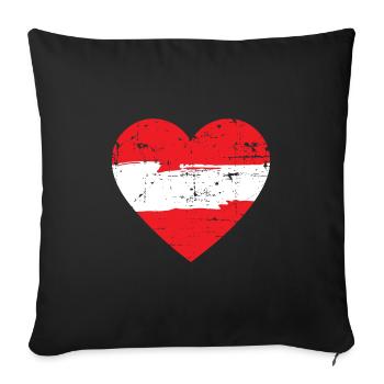 Austria Heart Flag - Sofa pillowcase 17,3'' x 17,3'' (45 x 45 cm) - black - Front