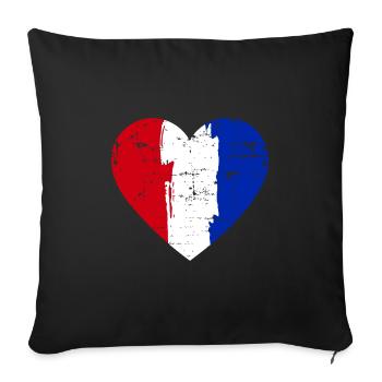 Drapeau du Cœur de la France - Housse de coussin décorative 45 x 45 cm - noir - Devant