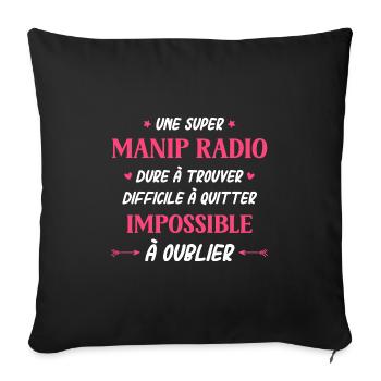 Une super manip radio - Housse de coussin décorative 45 x 45 cm - noir - Devant