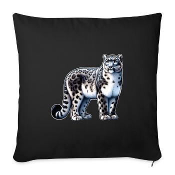 Léopard des neiges Léopard blanc Léopard - Housse de coussin décorative 45 x 45 cm - noir - Devant