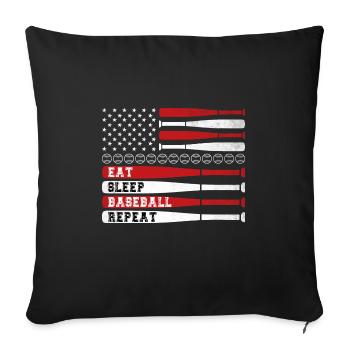 Eat Sleep Baseball Repeat Baseball Player Funny - Sofa pillowcase 17,3'' x 17,3'' (45 x 45 cm) - black - Front