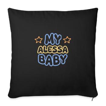 First name Alessa - Sofa pillowcase 17,3'' x 17,3'' (45 x 45 cm) - black - Front