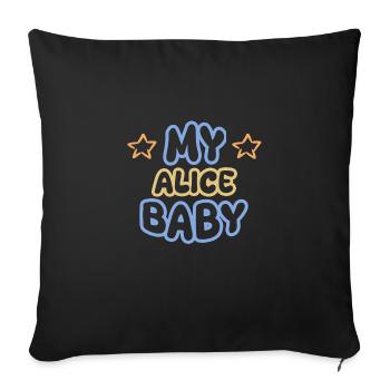 First name Alice - Sofa pillowcase 17,3'' x 17,3'' (45 x 45 cm) - black - Front