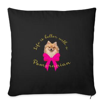 Pomeranian - Sofa pillowcase 17,3'' x 17,3'' (45 x 45 cm) - black - Front