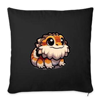Mignon bébé lézard dragon barbu - Housse de coussin décorative 45 x 45 cm - noir - Devant