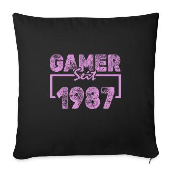 Dactylographie 1987 - Housse de coussin décorative 45 x 45 cm - noir - Devant