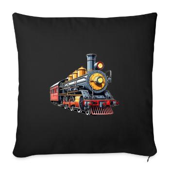 Steam Train Cartoon Nostalgia - Sofa pillowcase 17,3'' x 17,3'' (45 x 45 cm) - black - Front