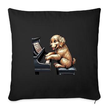 Golden Retriever Playing Piano - Sofa pillowcase 17,3'' x 17,3'' (45 x 45 cm) - black - Front