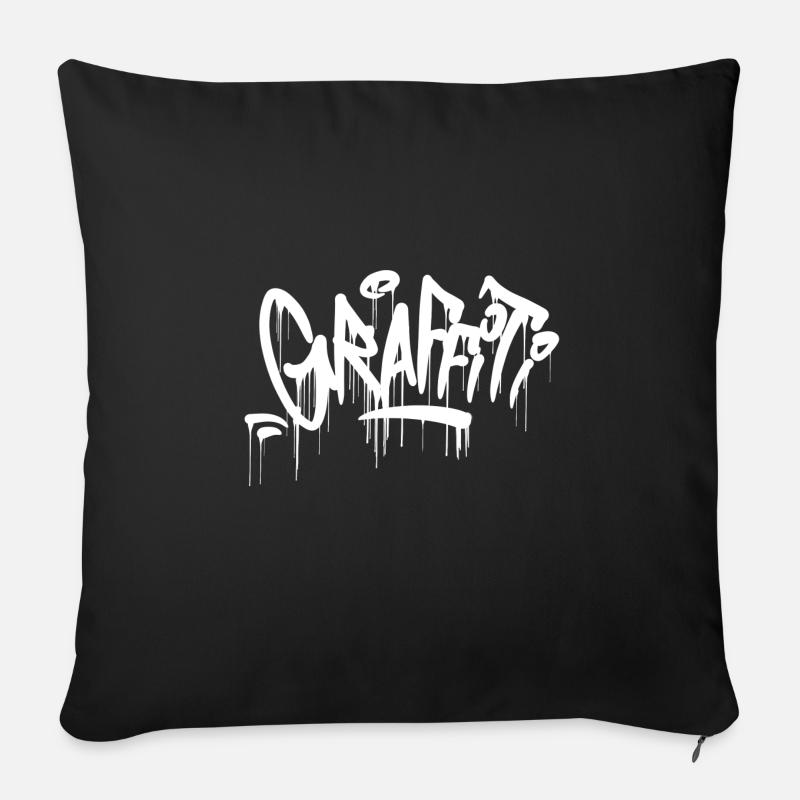 graffiti drips shirt weiss - Sofakissenbezug 45 x 45 cm - Schwarz