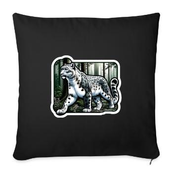 Léopard des neiges Léopard blanc Léopard - Housse de coussin décorative 45 x 45 cm - noir - Devant