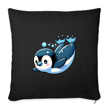 Cute Penguins Little Penguin Penguin Lover - Sofa pillowcase 17,3'' x 17,3'' (45 x 45 cm) - black - Front