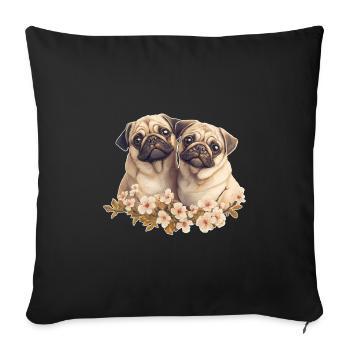 Pug pair pug - Sofa pillowcase 17,3'' x 17,3'' (45 x 45 cm) - black - Front