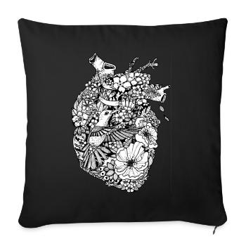 coeur colibri - Housse de coussin décorative 45 x 45 cm - noir - Devant