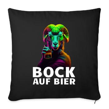 Bock auf Bier Spruch Ziege JGA Party - Sofakissenbezug 45 x 45 cm - Schwarz - Vorne