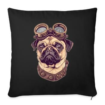 Steampunk Pug - Sofa pillowcase 17,3'' x 17,3'' (45 x 45 cm) - black - Front