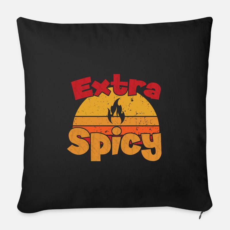 Nourriture extra épicée / épicée - Housse de coussin décorative 45 x 45 cm - noir