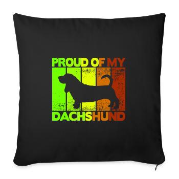 Fier de mon teckel - Housse de coussin décorative 45 x 45 cm - noir - Devant