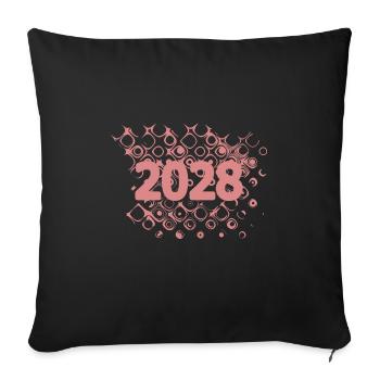 Year 2028 - Sofa pillowcase 17,3'' x 17,3'' (45 x 45 cm) - black - Front