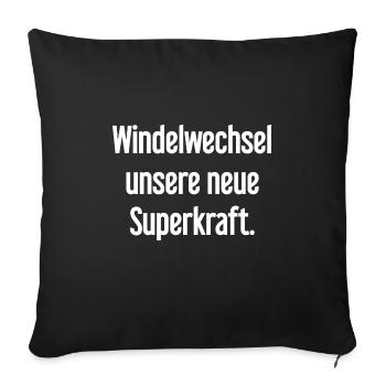 Diaper change – our new superpower - Sofa pillowcase 17,3'' x 17,3'' (45 x 45 cm) - black - Front