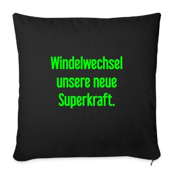Diaper change – our new superpower - Sofa pillowcase 17,3'' x 17,3'' (45 x 45 cm) - black - Front