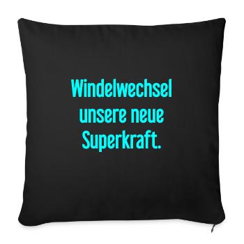 Diaper change – our new superpower - Sofa pillowcase 17,3'' x 17,3'' (45 x 45 cm) - black - Front